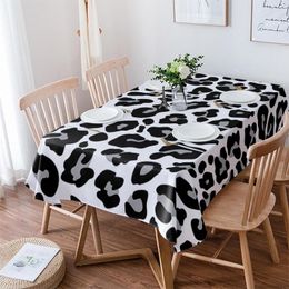 Leopard Skin Waterproof leopard print tablecloth in Black and White - Perfect for Dining, Dressing, and Home Decor