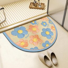 Carpets Crystal Velvet Non-slip Mat Fadeless Absorbent Bathtub Floor Rug Bathroom Painting Style Toilet Foot Pad Tapetes