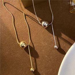 Pendant Necklaces 5pcs/Metal Ball Necklace Female Clavicle Chain Personality Sweater Neck Jewellery Ladies Party Gift