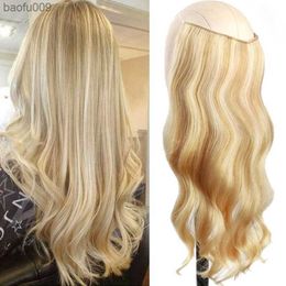 Human Hair for Women Clip-in Full Head One Piece Wire Hair with Transparent Line Invisible Hairpiece L230520