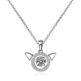 Chains 925Sliver America Needle Crystal FromAustrian Guardian Angel Necklace Flashing For Woman Christmas Gifts