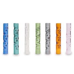 Colourful Pyrex Thick Glass Pipes Portable Innovative Handpipes Vaporizer Mouthpiece M Stem 3D Cooling Philtre Cigarette Holder Smoking Tips Mouth Accessories DHL