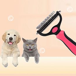 Zwierzęta futro węzeł noża pielęgnacja psów zrzucanie narzędzia Pet Cat usuwanie włosów grzebieni szczotka dwustronna produkty dla zwierząt domowych