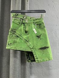 Saias femininas personalizadas Design de cintura dupla personalizada verde A-line Skirt
