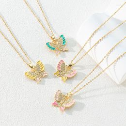 Pendant Necklaces Butterfly Drop Oil Micro Pave Zircon Design Everything With Ins Necklace For Women Pulsera Hombre