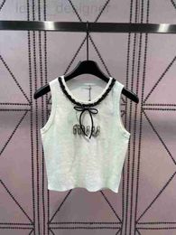 Women's Tanks & Camis designer 2023 Runway Designer Round Neck Sequin Knitting Sleeveless Tops Sweet Bow Lady Elegant Sweater Vest E7AR