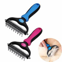 Professional Dog&Cat Grooming Brush Double Sided Dematting and Deshedding Comb Safe and Effective for Removing Pet's Nasty or Matted Hair