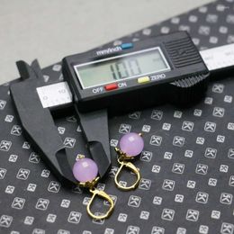 Dangle Earrings 10mm Retro Purple Created Chalcedony Beads Natural Stone Women Girls Ladies Gifts Earbob Eardrop Jewellery Making