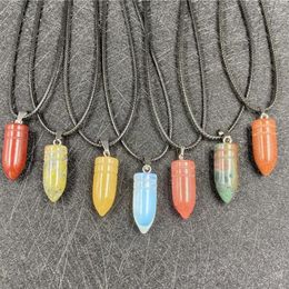 Pendant Necklaces 1Pc Natural Stone -shaped Necklace Opal Agate Quartz Healing Crystal Charm Chakra Energy Jewelry Men Gift