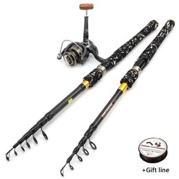 Boat Fishing Rods 1.8M2.1M2.4M2.7M carbon telescopic fishing rod Extended handle lure Trout Spinning Rod Reel Combos beginner Travel fishing set 230619