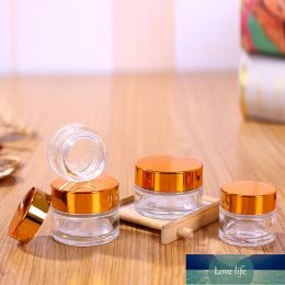 Quality Clear Glass Cosmetic Cream Bottle Round Jars Bottle with Inner PP Liners for Hand Face Cream Bottle 5g to 100g Gold Silver Lids