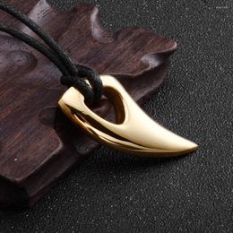 Pendant Necklaces High Polish Wolf Fang Tooth Spike Necklace For Men Stainless Steel Animal Leather Rope Jewellery Wholesale
