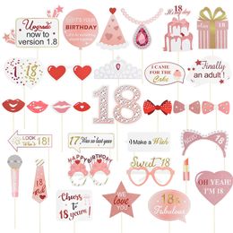 Screens Room Dividers 18 21 30 Year Happy Birthday P o Booth Props Party Accessorie For Girls Decoration Cake Topper Favors Supplies 230619