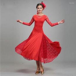 Stage Wear 6 Colour Milk Fibre Modern Dance Dress Female Ballroom Practise Waltz Uniforms Big Hemline Dresses Tango