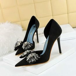 Женская высокая каблука насосы модные туфли Женская туфли на высоких каблуках с галстуком -бабочкой из страза