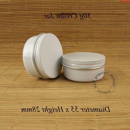 50pcs/Lot Promotion 50g Aluminum Cream Jar Solid White Vial 50ml Facial Container Refillable Bottle Women Case for Powderhood qty Ccndl