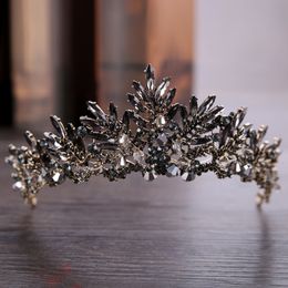 Hair Clips Barrettes KMVEXO Black Baroque Crown Tiaras Queen Vintage Crystal Bridal Accessories Bride Headbands Wedding Jewellery 230619