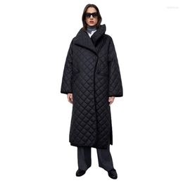 Women's Trench Coats Simple Winter Cotton Coat Long Black Sleeve Cotton-padded Jacket Warm Thin Women