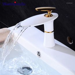 Bathroom Sink Faucets Copper Single Hole Waterfall Faucet And Cold Basin Wash Cabinet European Style