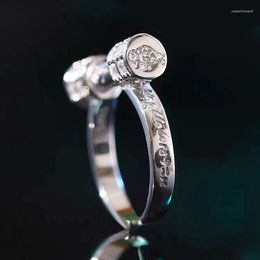 Cluster Rings HX Silver Colour Dingding Buddha Brand Thai Origins Bird Ring Couple Fashion Rune Tube Stick Open