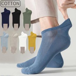 Men's Socks 3Pairs Men Summer 96% Pure Cotton Anti-bacterial Mesh Casual Ankle Thin Short Breathable Sock High Quality Business