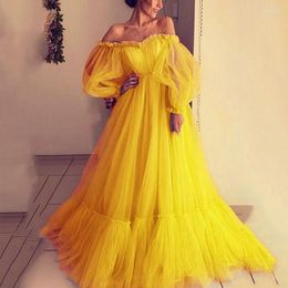 Casual Dresses Cutubly Wedding Dress Elegant Off The Shoulder For Women Formal Mesh Long Sleeve Puffy Maxi Club Evening Party