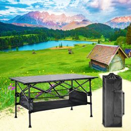 Camp Furniture Tourist Folding Nature Hike Roll Table Camping Portable Outdoor Garden Backpacking Barbecue Desk Supplies Lightweight 230617