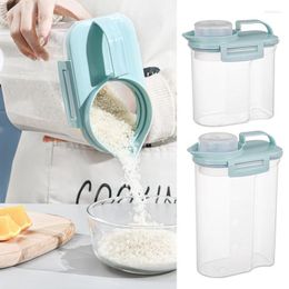 Storage Bottles Rice Barrel Large Grain Food Dispenser With Dustproof Measuring Cup Kitchen Organizer 3.3lbs/5.5lbs Clear Handle Box