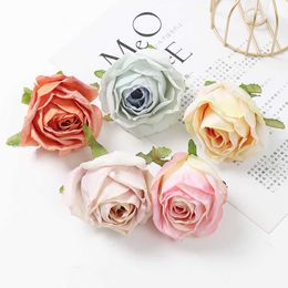 Dried Flowers 2PCs Large Rose Artificial 8cm Peonies Fake Head For Wedding Home Decoration DIY Garland Wreath Accessories