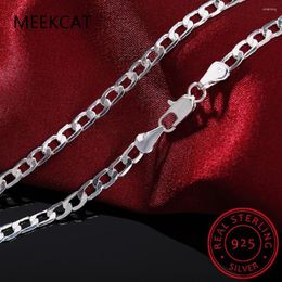 Chains 925 Sterling Silver 16/18/20/22/24/26/28/30 Inches 4MM Side Chain Necklace For Women Men Fashion Wedding Jewellery Gifts