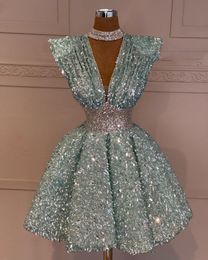 Sage A-line 2023 Graduation Dress Sequined Lace Beaded Short Mini Homecoming Party Formal Tail Prom Bridesmaid Gowns Dresses ZJ417 es