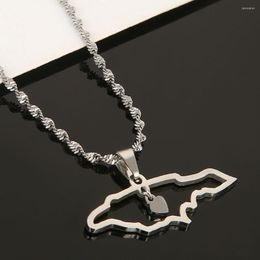 Pendant Necklaces Stainless Steel Silver Color Jamaica Map Necklace Fashion Jamaican Chian Jewelry