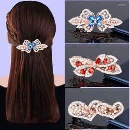 Hair Clips Luxury Women Crystal Heart Flower Barrettes Vintage Korean Hairgrips Clip Pins Wedding Jewelry Accessories For Girl