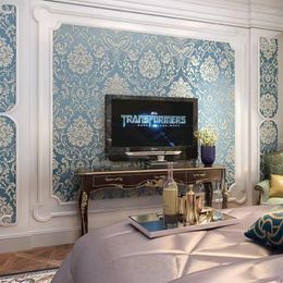 Wallpapers European-style Damascus Wall Covering American Pastoral Wallpaper Retro TV Background Mural El Bedside