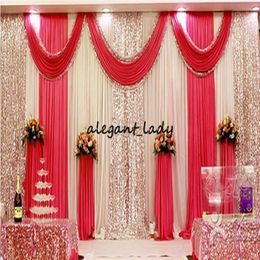 3m 6m wedding backdrop swag Party Curtain Celebration Stage Performance Background Drape With Beads Sequins Edge 5 Colours abailabl325k