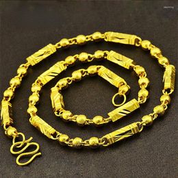 Correntes de ouro 24K Colares masculinos de alta qualidade 6 mm/7 mm Largura 55/60 cm Cor Sem desbotamento Corrente para joias masculinas Presentes