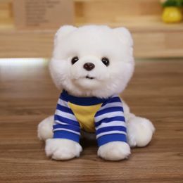 Stuffed Plush Animals 25cm sitting dressed dog toy Plush cute Pomerania small pet animal doll children's birthday gift drop 230619