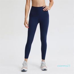 L019A Naked Feeling Leggings Yoga Pants Sports Outfit With Waistband Pocket Lightweight Buttery-Soft High-Rise Tights for Women