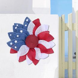 Decorative Flowers Fashion Front Door Wreath Plastic USA Flag Patriotic Artificial Pendant Welcome Sign