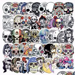 Car Stickers 50Pcs Cartoon Color Horror Skl Halloween Skeleton Graffiti Sticker Lage Flat Skateboard Ghost Face Waterproof Wholesale Dhcdg