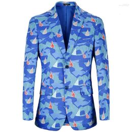 Men's Suits Men's US Big Size 38R-48R Casual Printing Blazer Men 2023 Design Beach Mens Blazers Summer Events Stage Costumes Terno