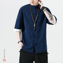 Ethnic Clothing Chinese Style Clothes Hanfu Men Tai Chi Qipao Blouse Casual Linen Zen Loose Tops Fashion Modern Cheongsam Shirts