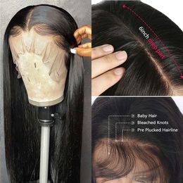 13x4 13x6 Straight Lace Front Human Hair Wigs Brazilian Transparent Bone Straight 34 36 Inch Lace Closure Wig For Women