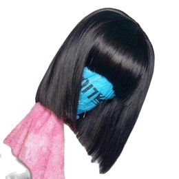 Short Bob Wig With Bangs Straight Brazilian Hair Wigs For Women Human Hair Glueless Full Human Hair Wigs