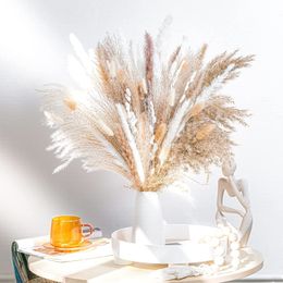 Other Event Party Supplies 92PCS Beautiful Natural Pampas Grass Bouquet Decor Long Lasting Dried Flowers for Boho Home and Wedding Deco 230619