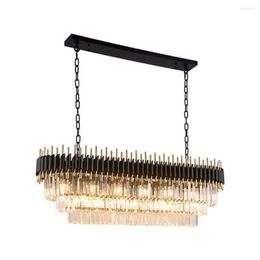 Chandeliers Oval Design Crystal Lighting Chandelier Modern Lamp Length 120cm Lustre Led Moderne Black Living Room Lights