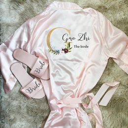 Personalised Bride robe Bridesmaid kimono robes printing flower for wedding birthday party gifts 1pcs 277b