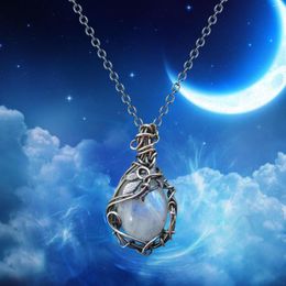 Chains Medallions For Necklaces Moon Stone Necklace Women Geometric Shape Pendant Initial Stainless Steel