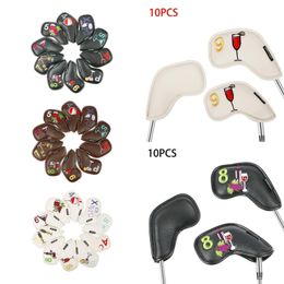 Other Golf Products Golf Iron Head Covers Set Protector Headcovers Golf Accessories PU Leather Golf Head Cover Golf Accessories 10 Piece Set 230617