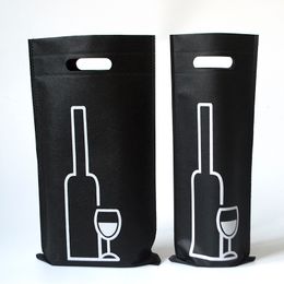 Gift Wrap 20PCS Double Single Three Bottle Red Wine Bag Non woven Portable Party Handle Bags Black Champagne Drink Beer Pouches 230619